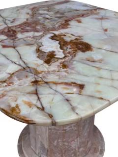 Mid Century Italian Square Onyx Blush Marble Dining Table - 3947372