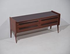 Mid Century Italian Striped Wood Dresser with Glass Top - 4409523