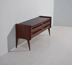 Mid Century Italian Striped Wood Dresser with Glass Top - 4409524