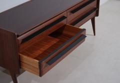 Mid Century Italian Striped Wood Dresser with Glass Top - 4409526