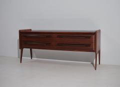 Mid Century Italian Striped Wood Dresser with Glass Top - 4409527