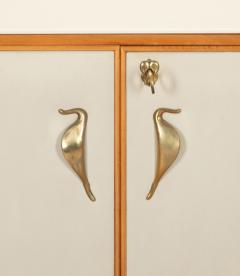 Mid Century Italian Sycamore and Brass Sideboard - 4344572