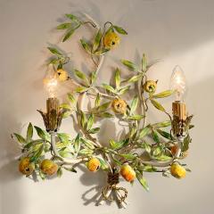 Mid Century Italian Tole Apple Fruits Wall Light - 3428825