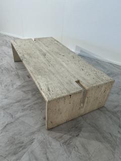 Mid Century Italian Travertine Coffee Table by Studio A 1970s - 3470433