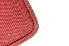 Mid Century Italian Walnut Red Upholstered Ottoman - 4660936