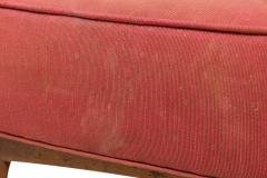 Mid Century Italian Walnut Red Upholstered Ottoman - 4660940