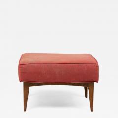 Mid Century Italian Walnut Red Upholstered Ottoman - 4718016