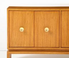 Mid Century Italian White Oak Veneer Sideboard with Brass Pulls circa 1950s - 4442491