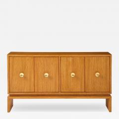 Mid Century Italian White Oak Veneer Sideboard with Brass Pulls circa 1950s - 4444029