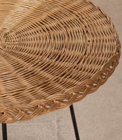 Mid Century Italian Wicker Salon Set Four Lounge Chairs and Circular Table - 4596420