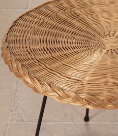 Mid Century Italian Wicker Salon Set Four Lounge Chairs and Circular Table - 4596425