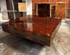 Mid Century Italian Wood Square Coffee Table 1970s - 3220746