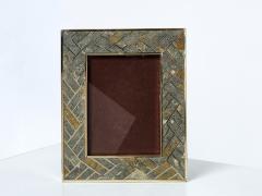 Mid Century Italian brass fossil stone picture frame 1970 - 2927442