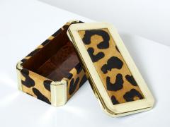 Mid Century Italian brass leopard fur jewellery box 1970 - 2926320