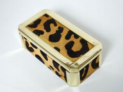 Mid Century Italian brass leopard fur jewellery box 1970 - 2926321