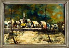 Mid Century Jacallo Architectural Landscape Signed Oil on Canvas Painting - 2355204