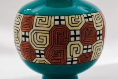 Mid Century Japanese Cloisonn Enamel Vase Attributed to Sato with Geometric - 4556765