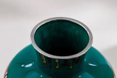 Mid Century Japanese Cloisonn Enamel Vase Attributed to Sato with Geometric - 4556769