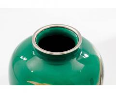 Mid Century Japanese Cloisonn Enamel Vase with Tropical Fish Attributed to Sato - 4552912