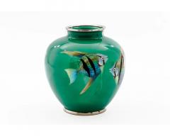 Mid Century Japanese Cloisonn Enamel Vase with Tropical Fish Attributed to Sato - 4552914