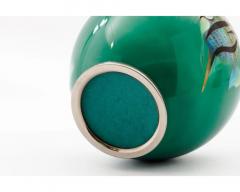 Mid Century Japanese Cloisonn Enamel Vase with Tropical Fish Attributed to Sato - 4552916