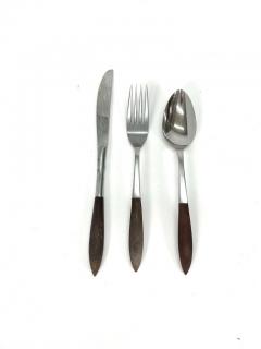 Mid Century Japanese Silverware Set with Wood Handles - 3419804