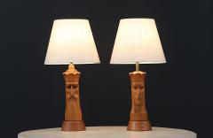 Mid Century King Queen Chess Piece Table Lamps by Lighthouse Co  - 3727694