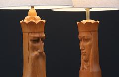 Mid Century King Queen Chess Piece Table Lamps by Lighthouse Co  - 3727695