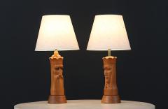 Mid Century King Queen Chess Piece Table Lamps by Lighthouse Co  - 3727696