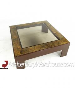 Mid Century Laminate Burlwood and Glass Coffee Table - 3117198