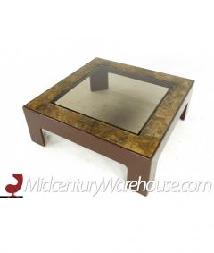 Mid Century Laminate Burlwood and Glass Coffee Table - 3117199