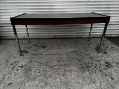 Mid Century Laminate Top Walnut and Chrome Harvey Probber Style 3 Drawer Desk - 4481602