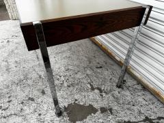 Mid Century Laminate Top Walnut and Chrome Harvey Probber Style 3 Drawer Desk - 4481663