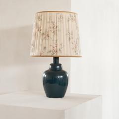 Mid Century Large Dark Blue Table Lamp with Wonderful Original Shade 1960s - 4608800
