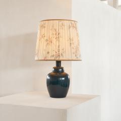 Mid Century Large Dark Blue Table Lamp with Wonderful Original Shade 1960s - 4608804