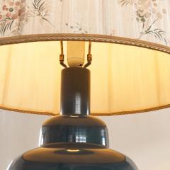 Mid Century Large Dark Blue Table Lamp with Wonderful Original Shade 1960s - 4608811
