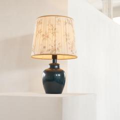 Mid Century Large Dark Blue Table Lamp with Wonderful Original Shade 1960s - 4608829