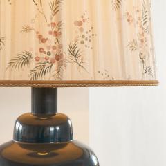 Mid Century Large Dark Blue Table Lamp with Wonderful Original Shade 1960s - 4608830