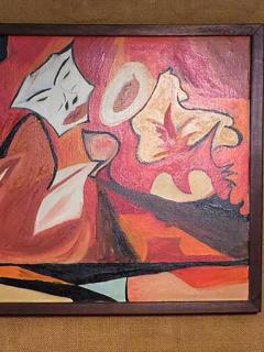 Mid Century Large Scale Modern Bright Abstract Surrealist Painting - 435472