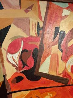 Mid Century Large Scale Modern Bright Abstract Surrealist Painting - 435477