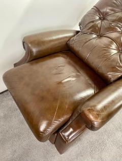 Mid Century Lazy Boy Brown Leather Tufted Reclining Club Chair - 3186148