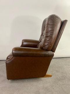 Mid Century Lazy Boy Brown Leather Tufted Reclining Club Chair - 3186149