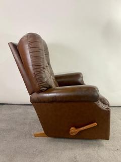 Mid Century Lazy Boy Brown Leather Tufted Reclining Club Chair - 3186150