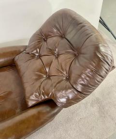 Mid Century Lazy Boy Brown Leather Tufted Reclining Club Chair - 3186155