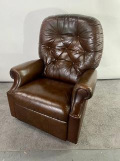 Mid Century Lazy Boy Brown Leather Tufted Reclining Club Chair - 3186156