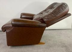 Mid Century Lazy Boy Brown Leather Tufted Reclining Club Chair - 3186157