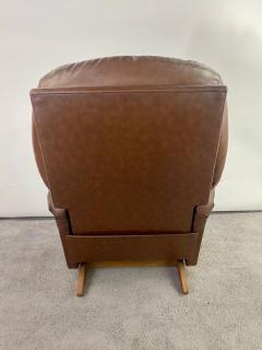 Mid Century Lazy Boy Brown Leather Tufted Reclining Club Chair - 3186159