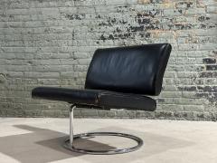 Mid Century Leather and Stainless Steel Cantilever Lounge Chair 1960 - 3231301