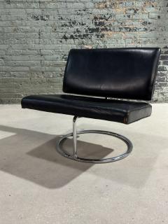 Mid Century Leather and Stainless Steel Cantilever Lounge Chair 1960 - 3231302