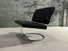 Mid Century Leather and Stainless Steel Cantilever Lounge Chair 1960 - 3231303